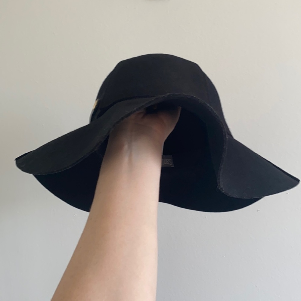 Black Floppy Hat with Black Band/Gold Details